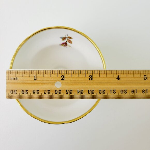 Vintage Rosina Heavy Gold Teacup & Saucer Yellow Rose Leaves Fall Autumn - Picture 14 of 16